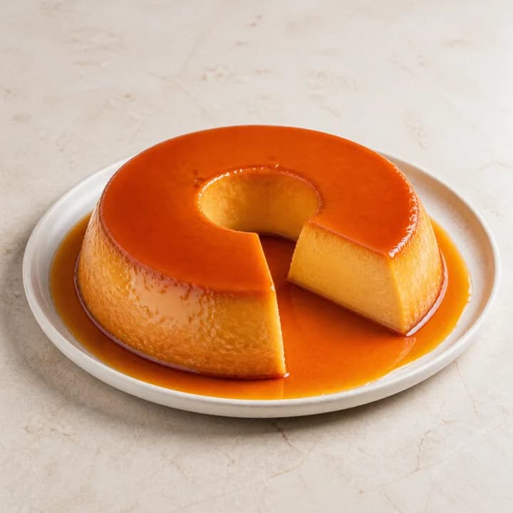 Pudim tradicional com calda de caramelo